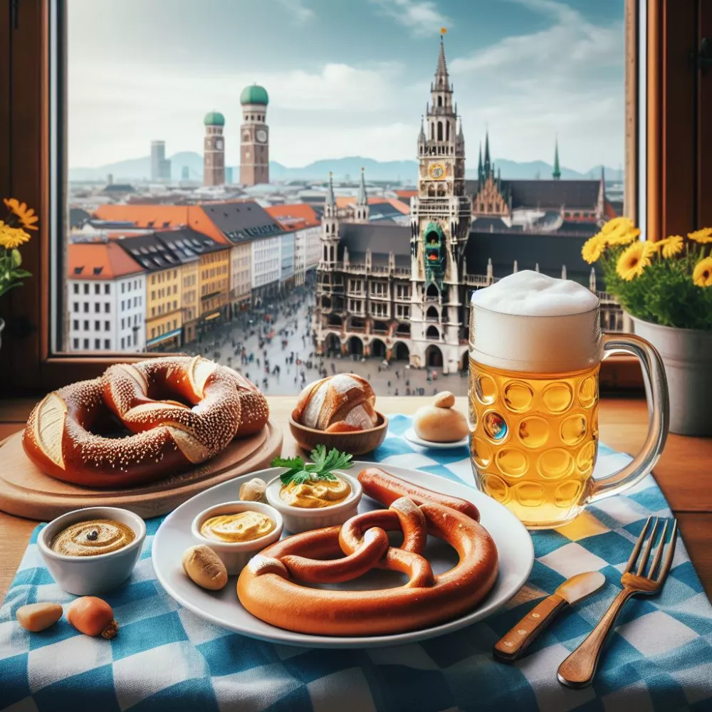 Traditional food and beer in Munich (AI)