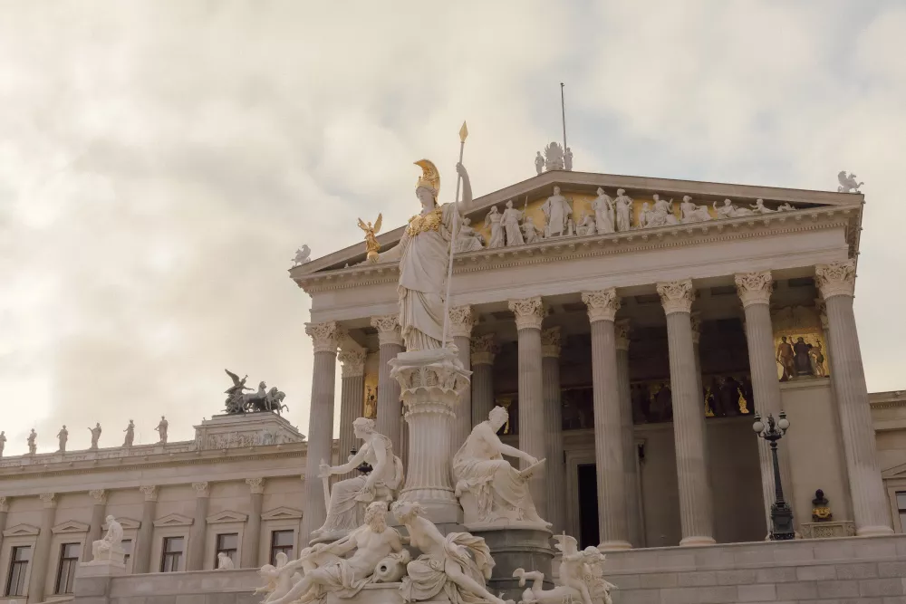 Austrian parliament in historical centre of Vienna