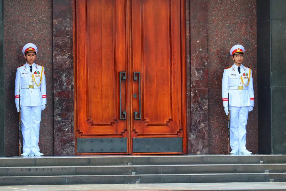 Guards in front of the Ho Chi Minh mausoleum